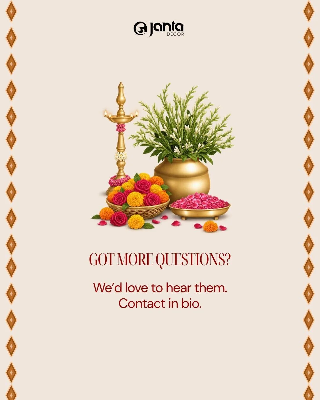 Janta Decor FAQ closing slide inviting enquiries